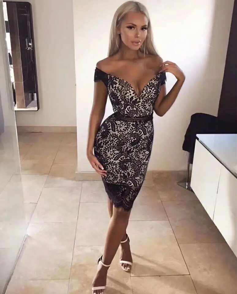 

2019 Новое кружевное черное женское платье с v-образным воротом, спагетти ремень платье знаменитости вечернее платье вечерние облегающее Бан...
