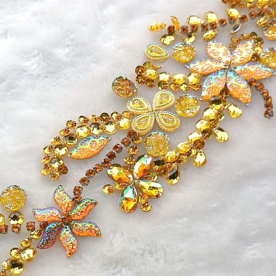 Bi.Dw.M Boutique Golden Appliques Hand-made Sew On Rhinestones Strass Stones Beaded Decoration Accessories for Dresses Costumes | Дом и сад