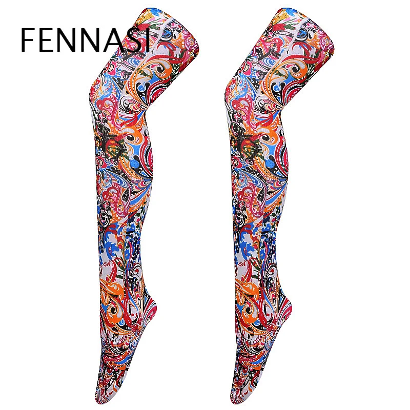 FENNASI Хэллоуин женские красочные печати плотные чулки дамы Косплей