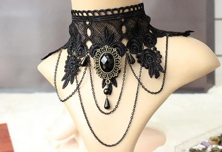 Ожерелье чокер из черного кружева в готическом стиле|fashion jewelry|jewelry fashionlace choker |
