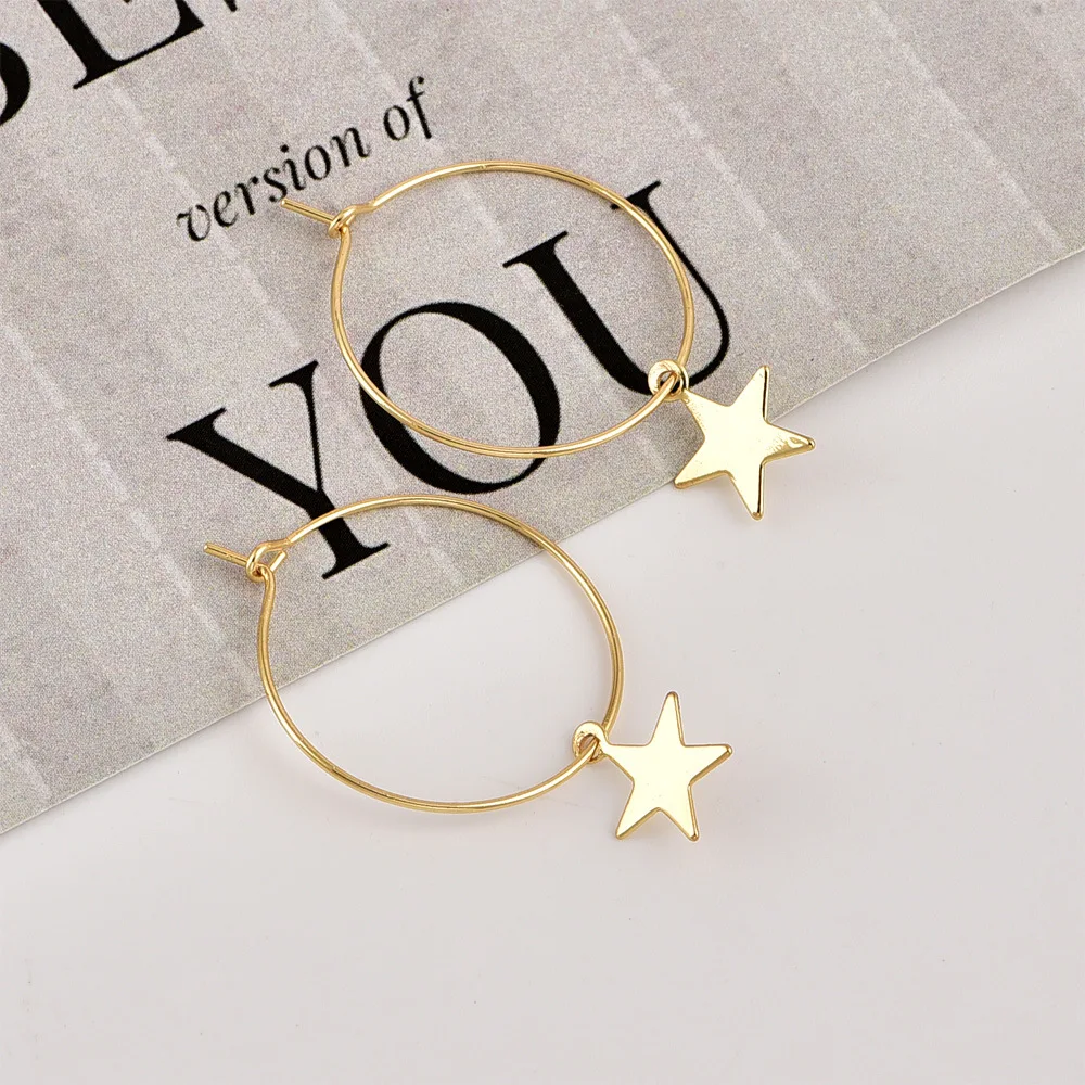 

New Gold Star Earrings Popular Fashion Personality Simple Pentagram Ear Ring Female Accessories Wholesale And Foreign Trade