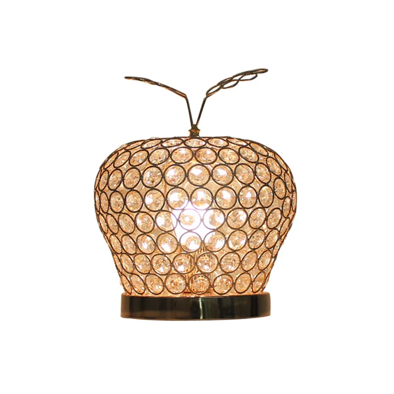 

European Crystal Apple Table Lamp Bed Light Modern Creative Crystal Bedside Luminaria de mesa