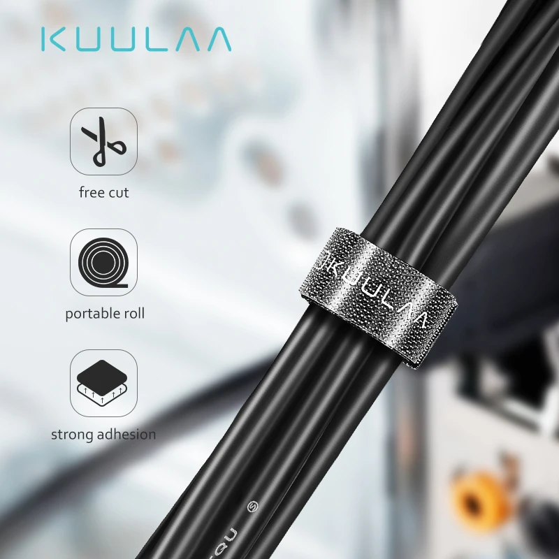KUULAA Cable Organizer Free Length USB Cable Wire Winder for phone Earphone Holder Mouse cord protector 1m/3m/5m Cable Managemet