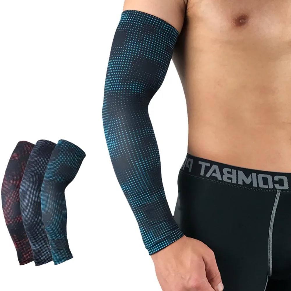 Arm Sleeve1pc длинные налокотники рукав спандекс горошек печатные дышащие противоскользящие влагоотводящие эластичные руки обертывание протектор