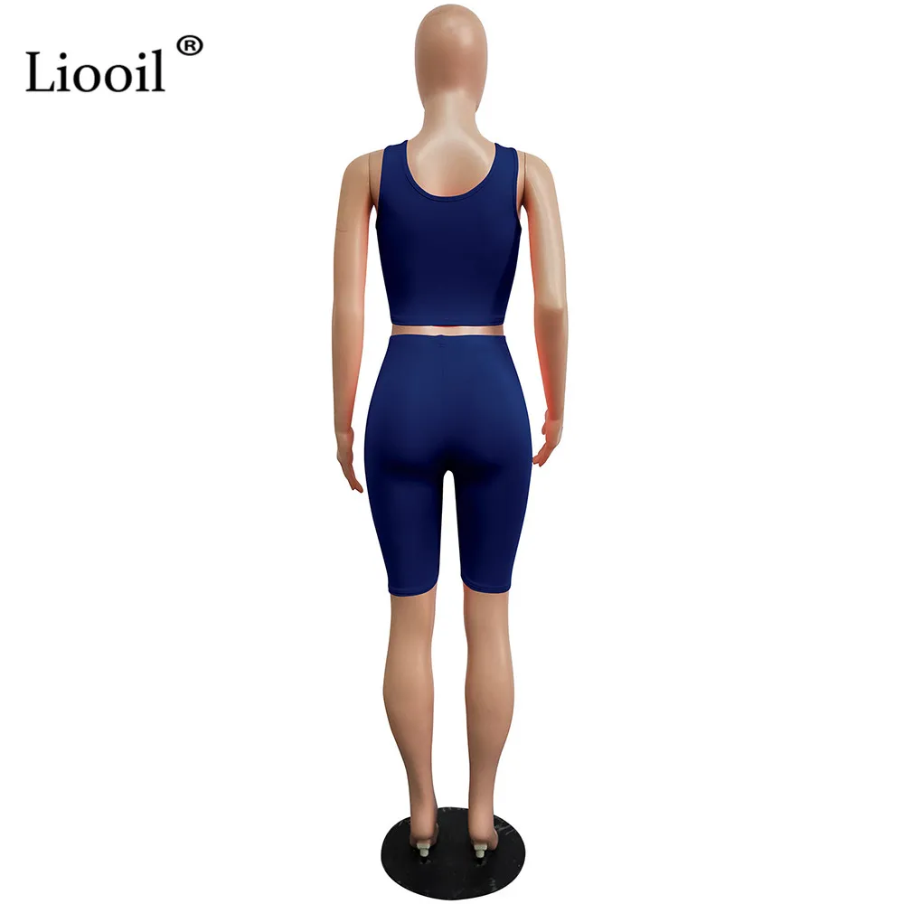 Liooil неоновый зеленый облегающий комплект из 2 предметов, женские обтягивающие наряды, спортивные костюмы, сексуальный топ на бретелях и байкерские шорты, летний комплект для активного отдыха