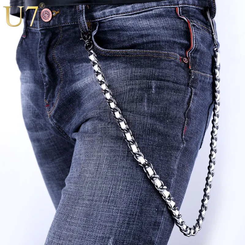 

U7 Men Jewelry Heavy Gunmetal Waist Biker Wallet Key Chain Rock Punk Trousers Motorcyle HipHop Leather Pant Jean Chains Hot 003