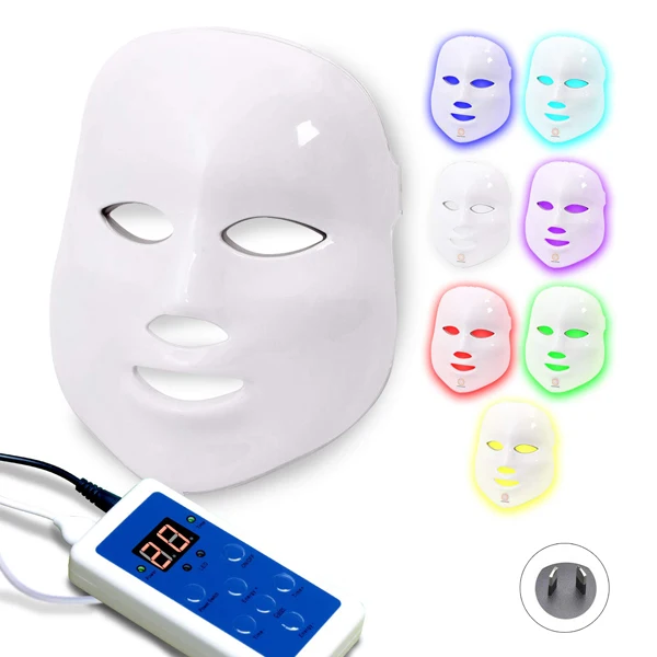 au plug no box Новейшая модель; 3/7 цветов фотон Электрический светодиодный маска для лица с шеи омоложения кожи против акне против морщин Красота лечение салон дома Применение - Цвет: au plug no box