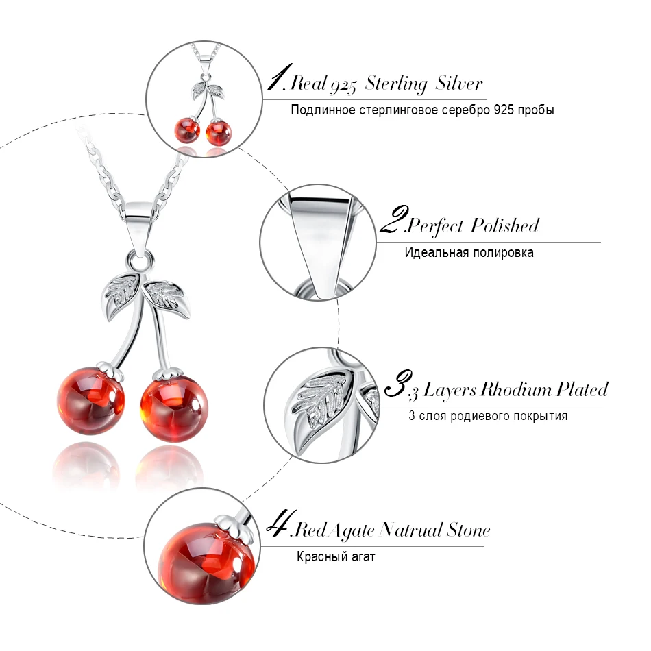 ORSA JEWELS Стерлинговое Серебро 925 Красный Настоящий Камень Вишня Ожерелья с Подвесками для Женщин Настоящее Серебро Бижутерия Ожерелье Подарок SN03