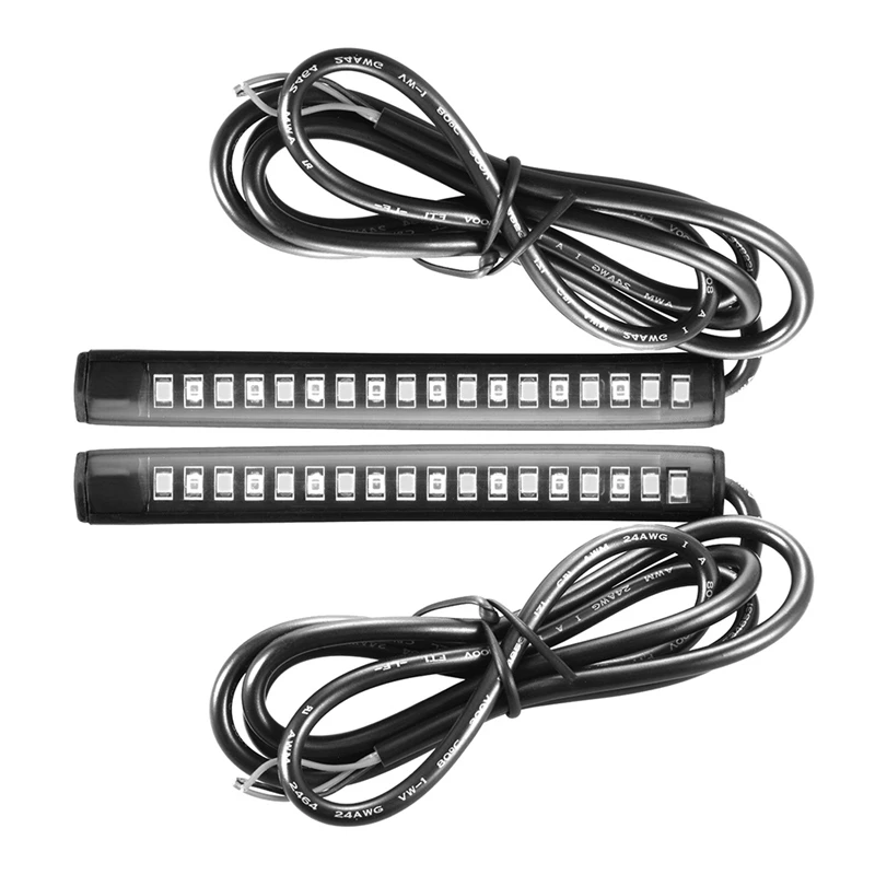 

1Pair Flexible 18 LED Motorcycle Light Strip Tail Brake Stop Turn Signal Light License Plate Red and Amber Led Color