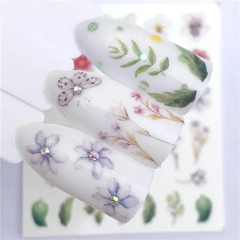 

YWK 1 PC Butterfly Mermaid Flower Beauty Water Transfer Stamping Nail Art Tips Nail Decor Manicure Decal