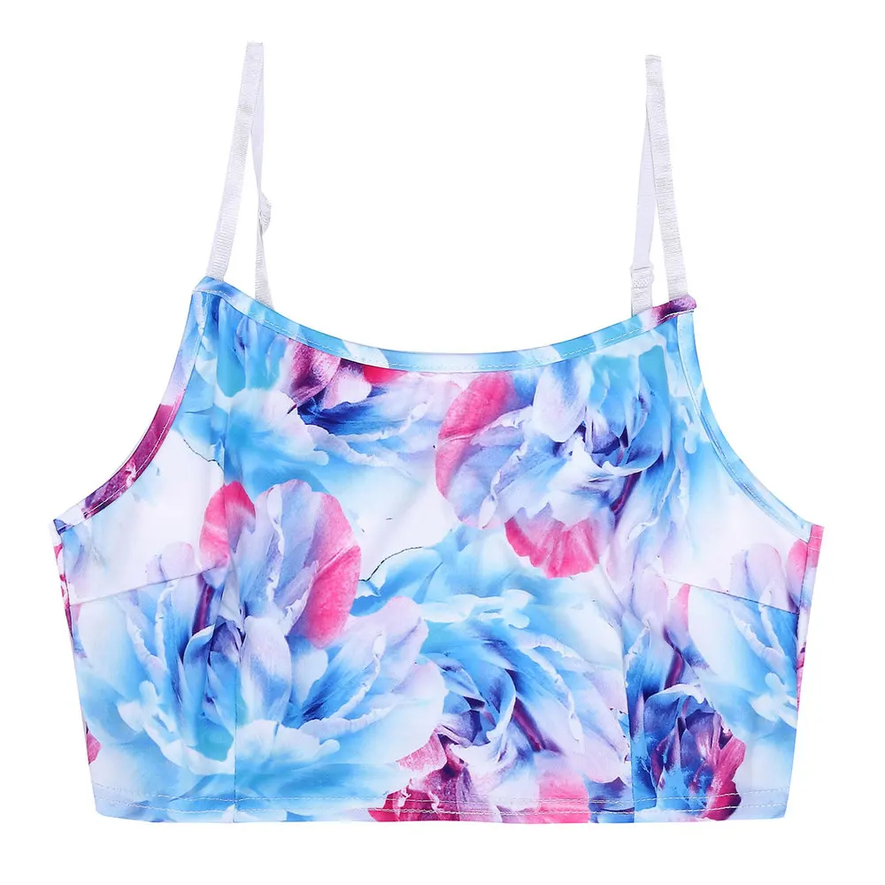 New 2015 Summer Style Women Sleeveless Floral Print Two Piece Dress O Neck Spaghetti Strap Vestidos Black White Plus Size S-XL | Женская