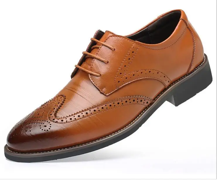 

Classic New Men Oxford Genuine Leather Dress Shoes Brogue Lace Up Flats Male Casual Shoes Black Brown Size 38-48