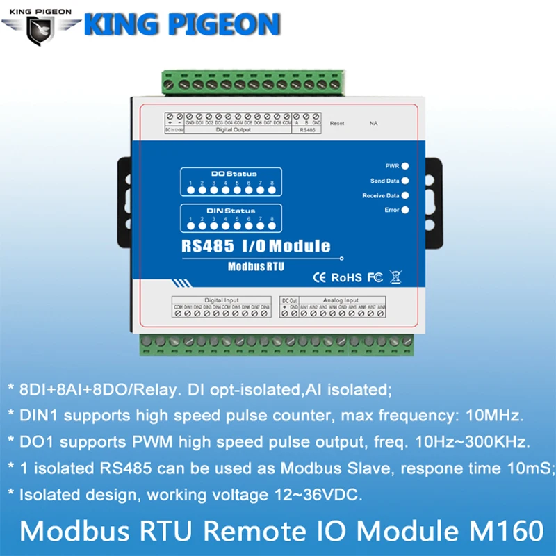 Модуль ДУ Modbus IO IOT для сбора данных высокоскоростной счетчик импульсов 8 цифровых