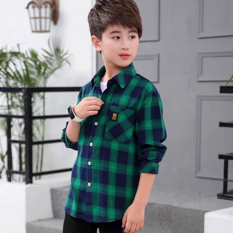 Plaid Shirts For Boys Tops Autumn Children Clothing Teenager Outerwear Kids Blouse Infant Toddler Boy Shirts Chemise Garcon