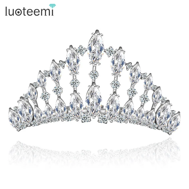 LUOTEEMI кубические цирконы Свадебная обувь с украшением в виде кристаллов диадемы