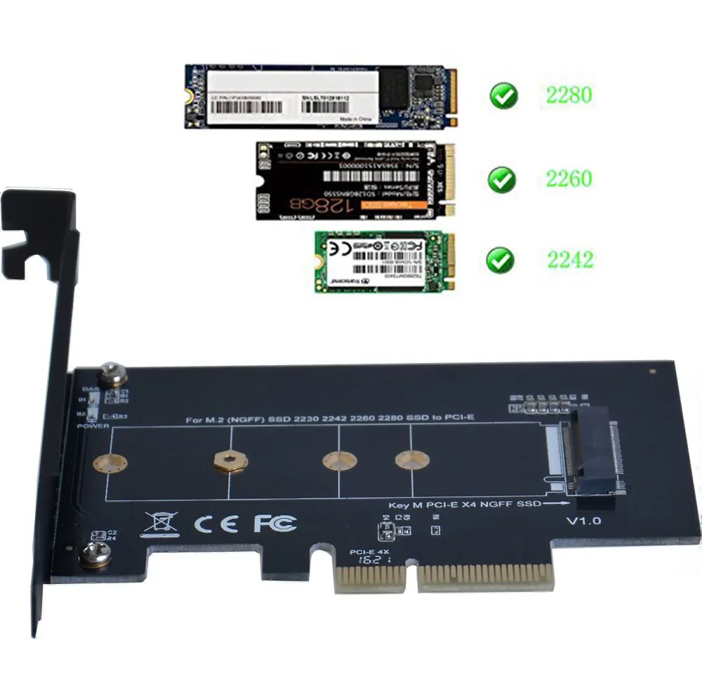 M.2 NVMe SSD NGFF к PCIE X4 адаптер M карта интерфейса поддержка PCI Express 3 0 2230 2280 Размер полная