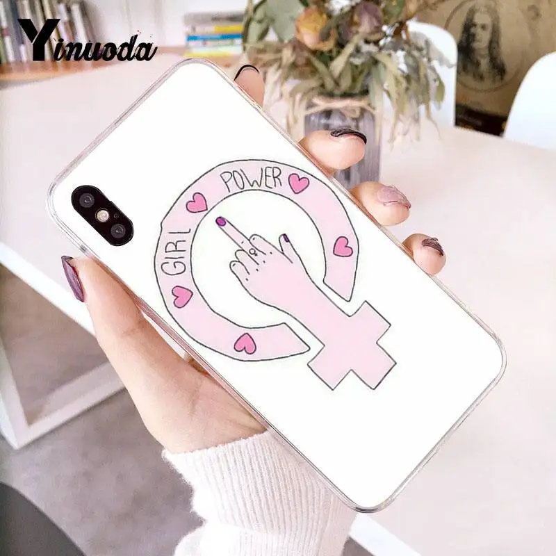 Чехол Yinuoda для iPhone 7 феминистский логотип киска розыгрыш розовый прозрачный чехол