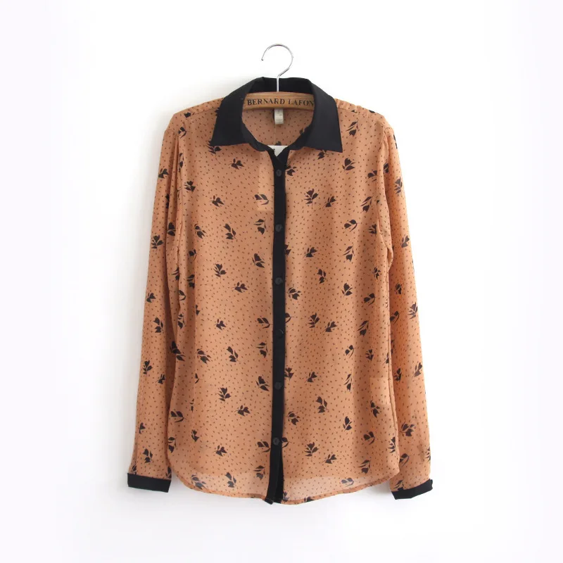 the new 2014 women's clothes han edition printed chiffon long sleeve shirt cultivate one's morality leisure |