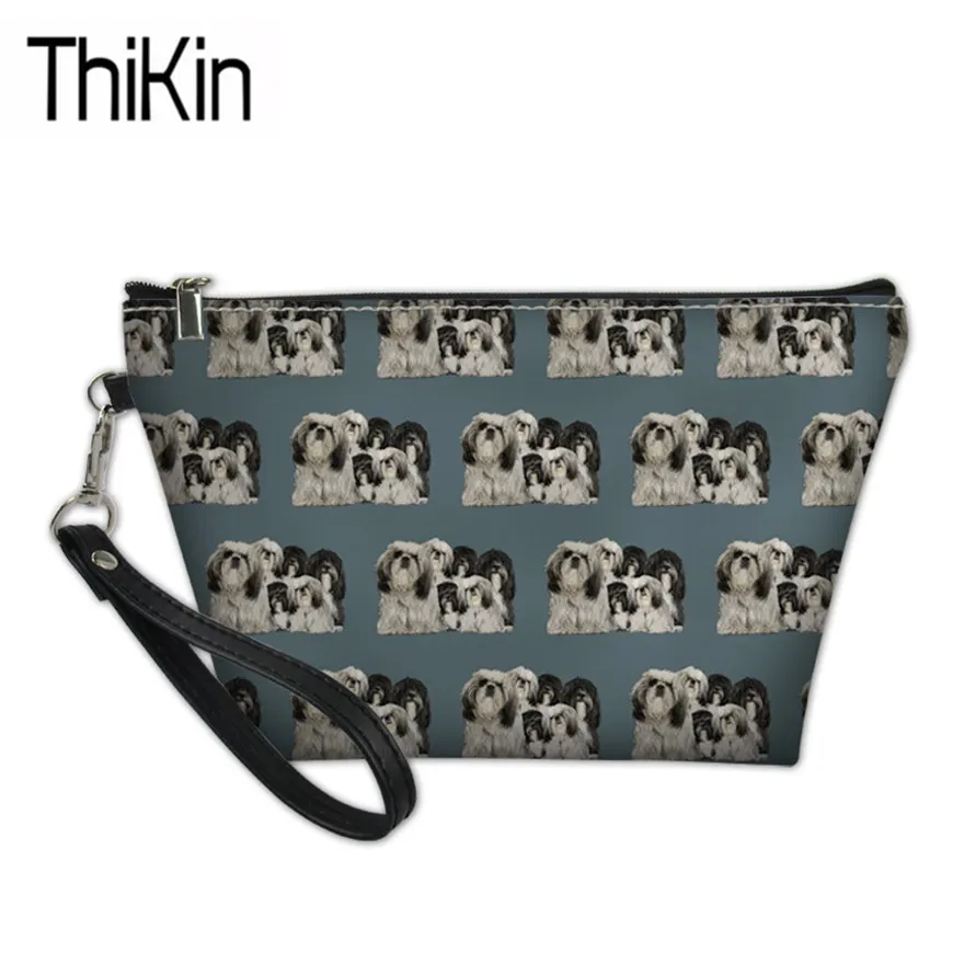 THIKIN Make Up сумки для женщин милые Shiih Tzu печать косметички Женская функция макияж сумка женский набор для чистки сумки для хранения