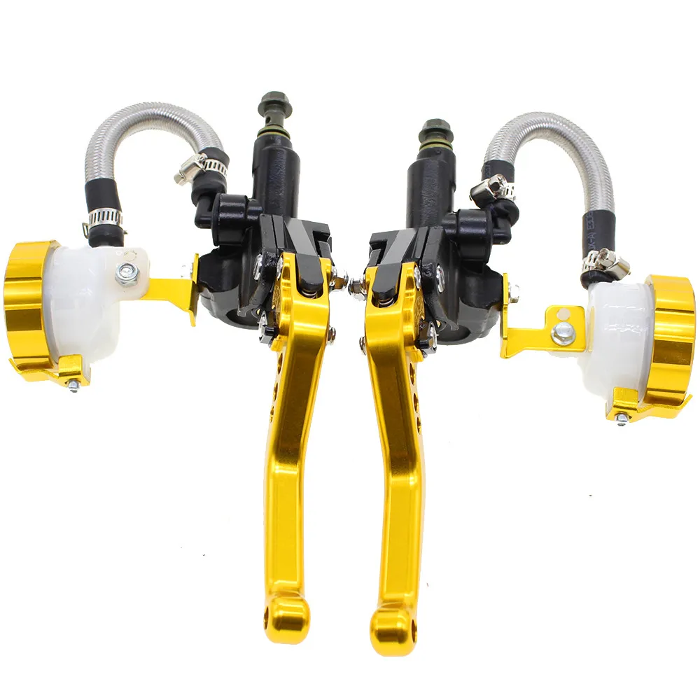 Золотой 7/8 ''22 мм Универсальные регулируемые мотоциклетные гидравлические тормозные рычаги сцепления Главный цилиндр для мотоцикла Kawasaki 125CC-600CC - Цвет: Золотой