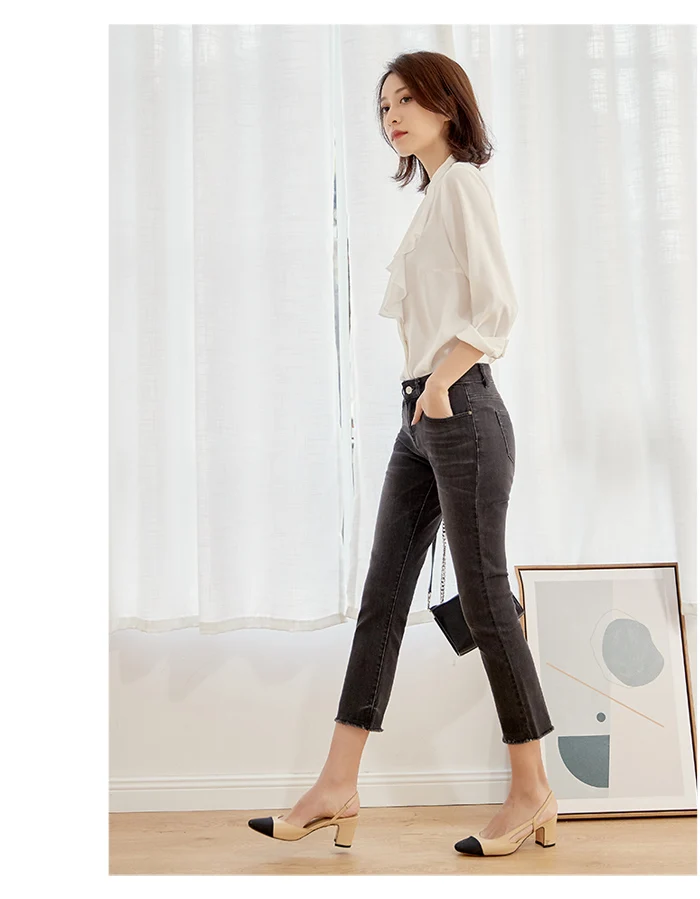 Женские джинсы-клеш LEIJIJEANS, черные и белые повседневные мягкие джинсы со средней талией, модель 9009 большого размера на весну