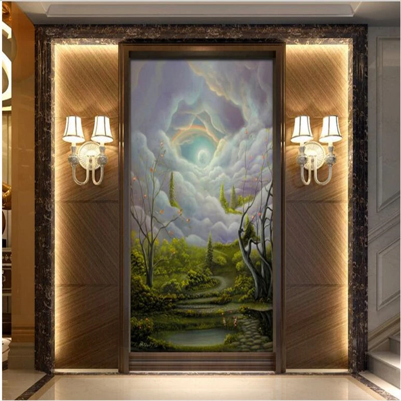 

beibehang Large Custom Wallpapers Fantasy Alice in Wonderland Landscape Oil Paintings papel de parede para quarto de menina