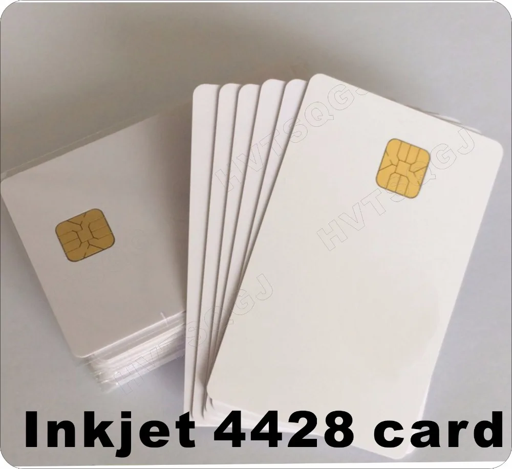 

500PCS/Lot Printable Blank Contact PVC Smart IC Card with Sle/FM4428 Chip For Epson/Canon Inkjet Printer