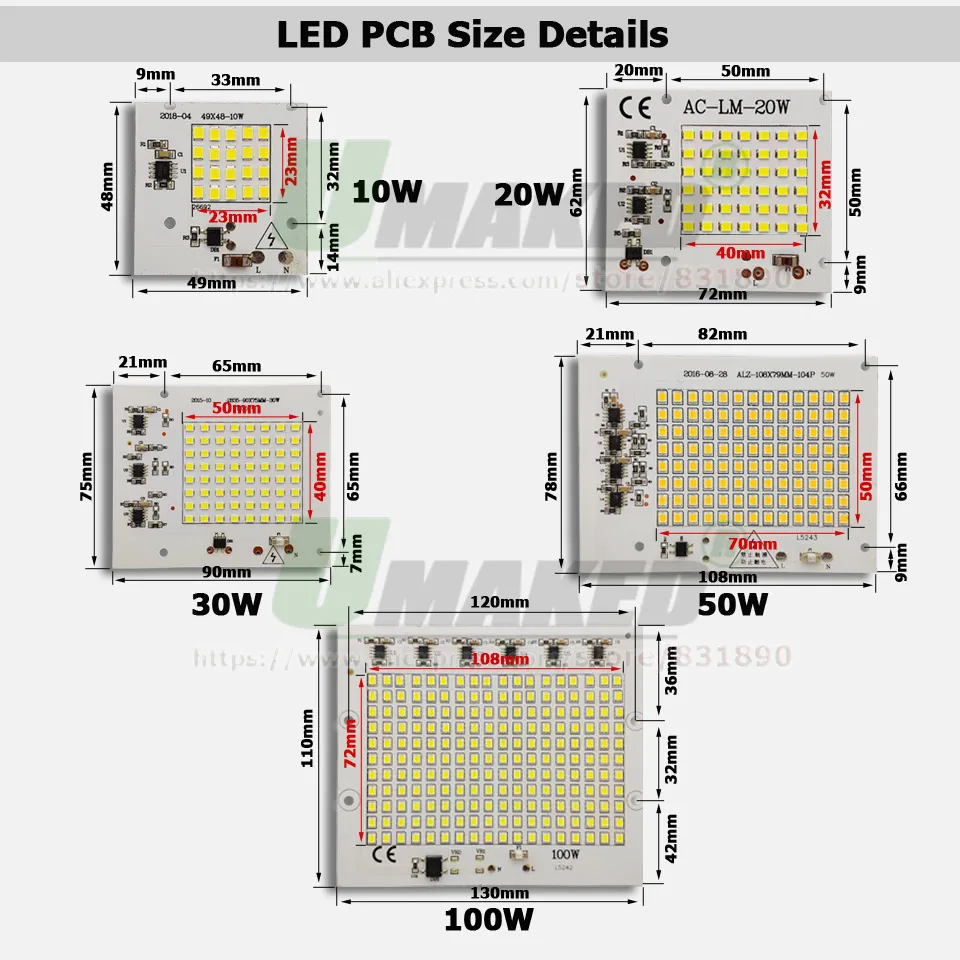 Светодиодный прожектор SMD2835 белый/теплый 220 В перем. Тока 30 Вт 90x75 мм 2700