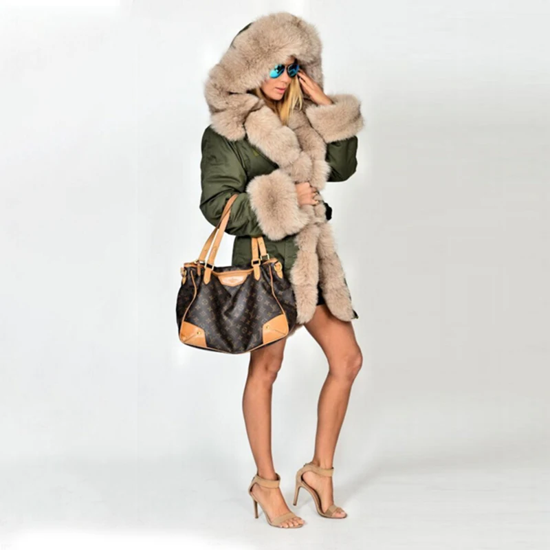 CKMORLS New Real Fox Fur Parka Women Winter Coat Casual Long Jacket With Collar Thick Warm Outerwear Natural Parkas | Женская одежда