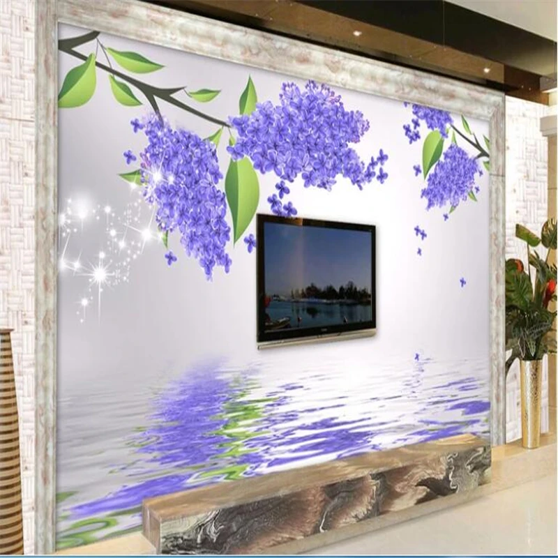 beibehang papel de parede Fashion Personality behang Premium Silk Wallpaper Beautiful Blue Flower Mural wall papers home decor |