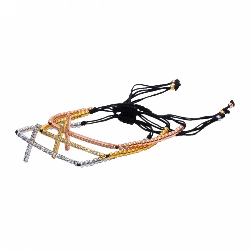 Классический стиль ювелирные изделия унисекс браслет с крестом микро закрепка