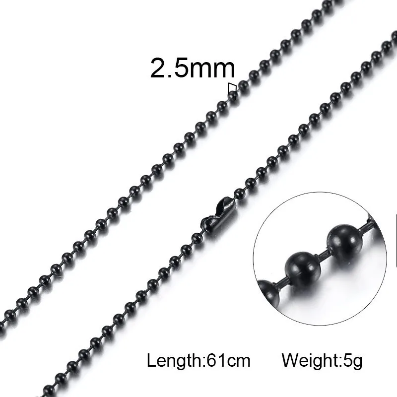 2 5 мм бусы цепочка ожерелье из нержавеющей стали Мужская металлический шар