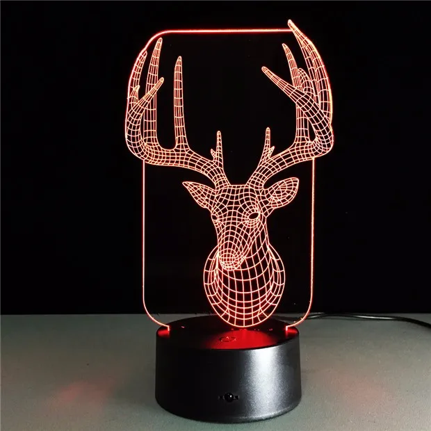 Олень спальня лампа Красочный USB милый 3D Рождество офис домашнее украшение