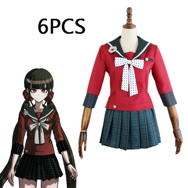 

Женский костюм для косплея Danganronpa V3 Harukawa Maki, японская форма для игр, верхняя одежда, юбки, аксессуары и парик