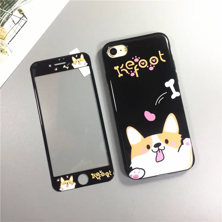 Для iphone 8 8Plus 3D Welsh Corgi dog чехол для телефона s + пленка экрана из закаленного стекла 6