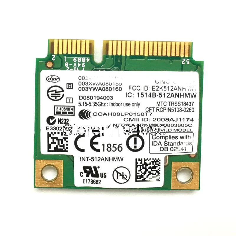 Двухдиапазонный Intel Wifi 5100 512AN_HMW 300 Мбит/с беспроводной 802 11 agn полуразмер Mini PCI e LAN