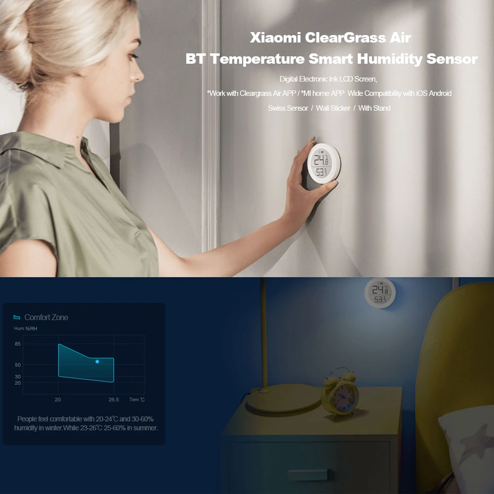 Xiaomi ClearGrass Air QingPing BT температурный умный датчик влажности ЖК-дисплей Электронный чернильный экран цифровой термометр измеритель влажности