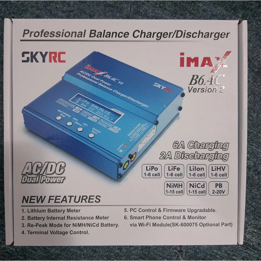 Оригинальное зарядное устройство SKYRC iMAX B6AC V2 50 Вт балансирующее для