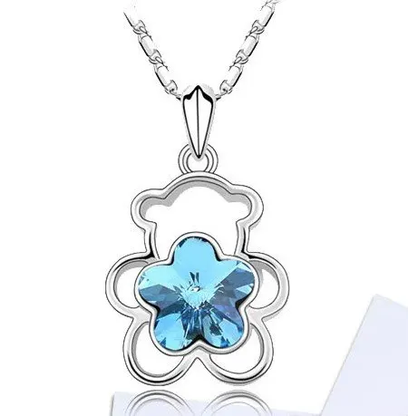 Free Shipping | Plating white K color retention series| Bear plum crystal necklace| jewelry|Mixed batch Украшения и аксессуары