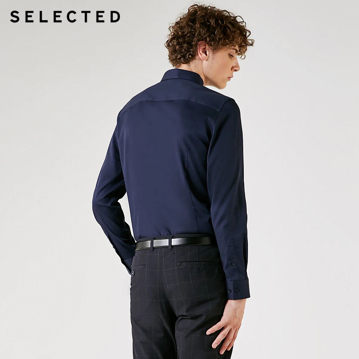 SELECTED Men's Slight Stretch Cotton blend Pure Color Business Shirt T|418305542|Повседневные рубашки| |