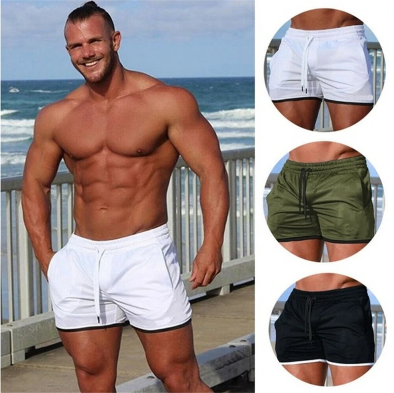 

Hawaiian Swim muscle Men Short Trunks Beach Board Swimming Pants Swimsuits Running Sports Surffing Mens Swimwear fashion shorts