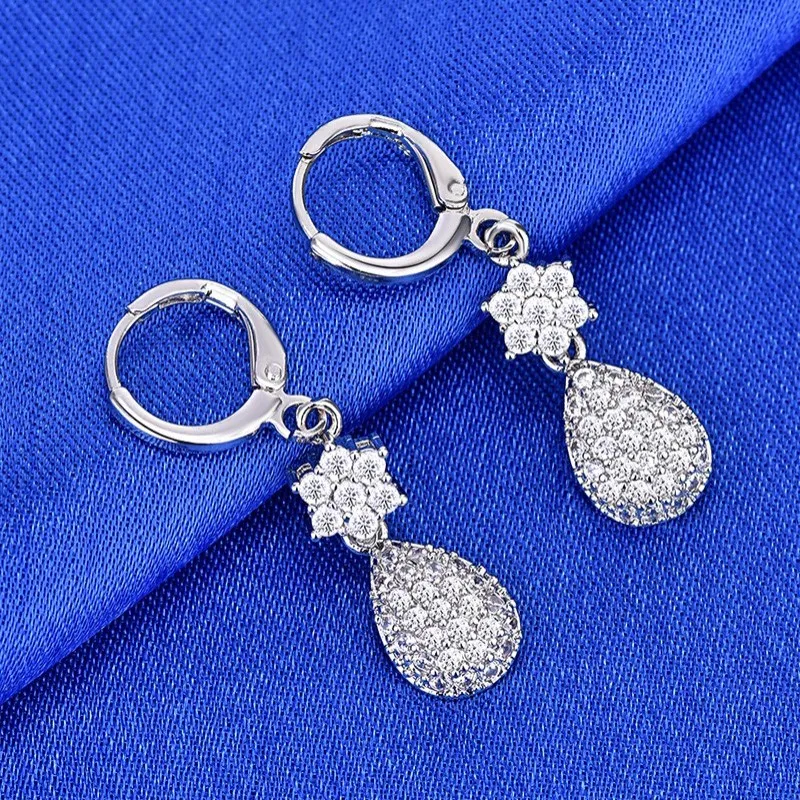 Серьги женские из серебра 925 пробы с фианитом|Серьги-подвески| |