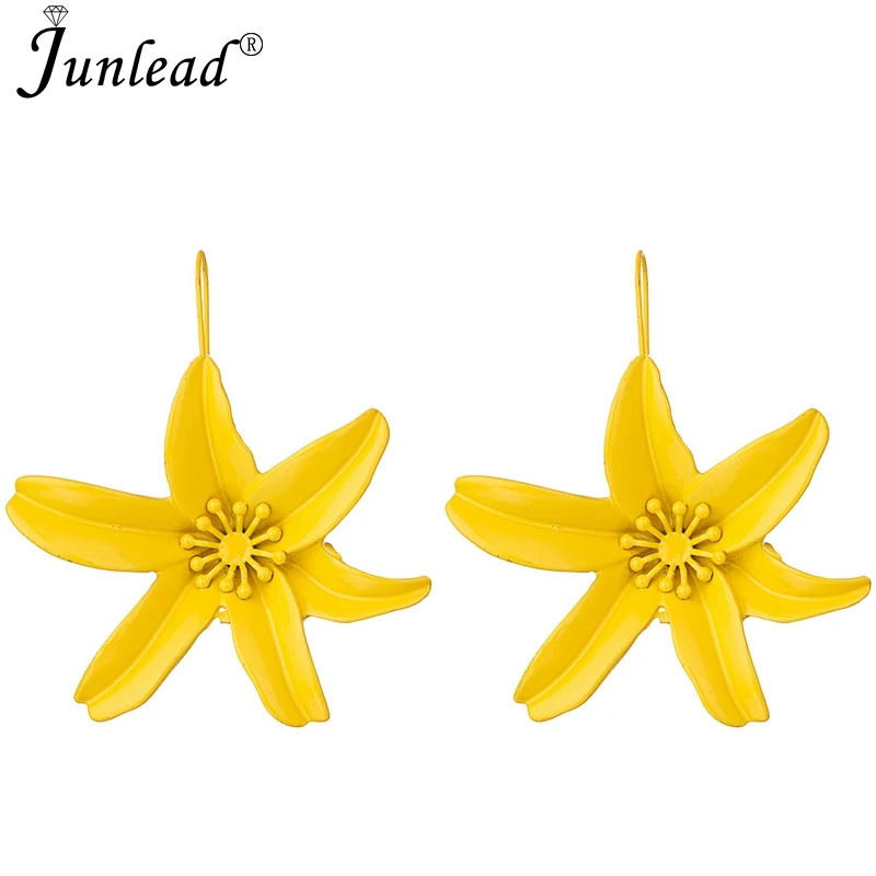 Junlead 2018 новый корейский металлического сплава цветок розовый серьги крючки
