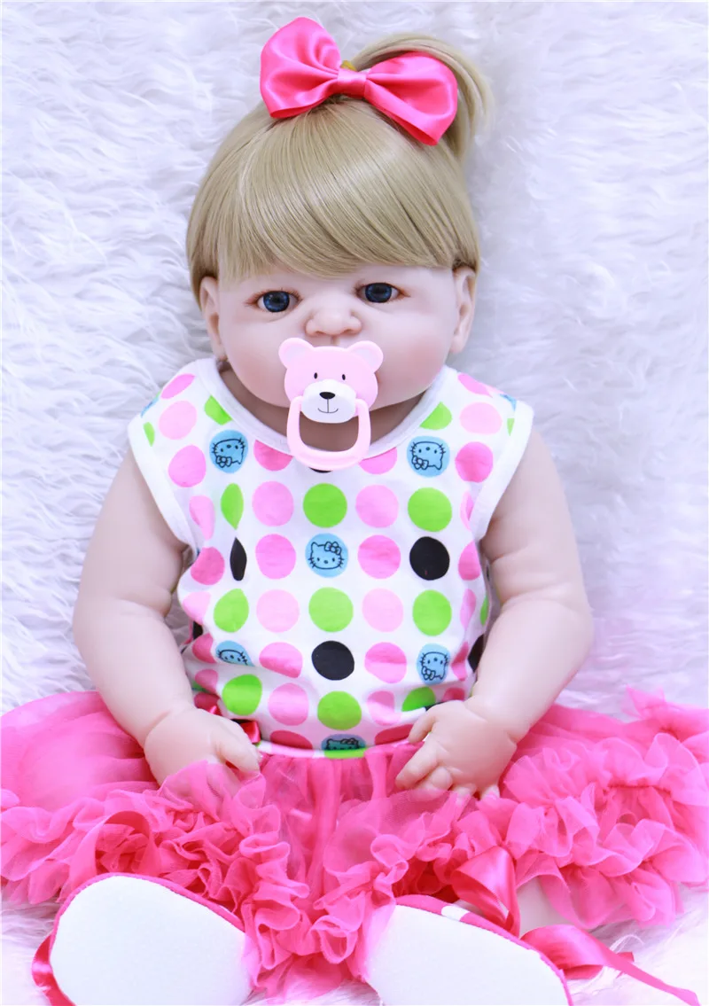 Куклы NPK Reborn для девочек 23 "силиконовые куклы reborn baby парик из светлых волос