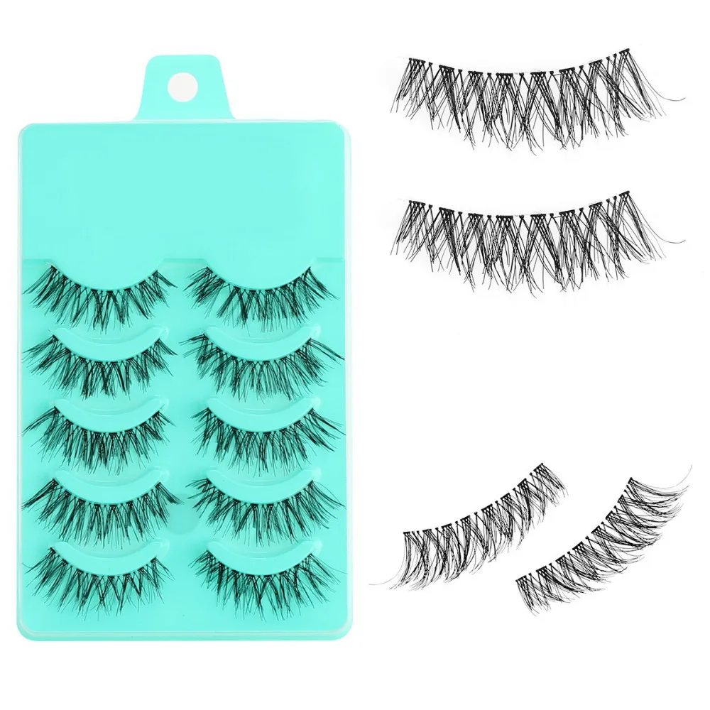 5Pairs False Eyelashes Natural Fashionable Girl Black Imported Fiber Long Curly cosmetic Eyelash Handmade Messy Cross Lash | Красота и