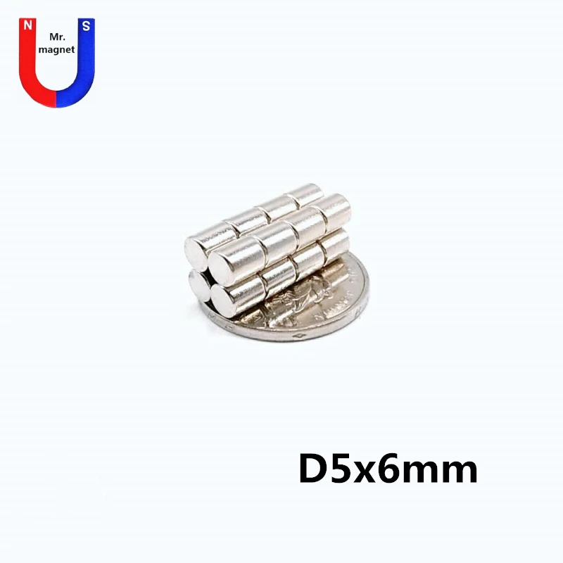 

50 шт. 5 мм x 6 мм прочные цилиндрические неодимовые магниты 5*6 мини маленькие круглые магниты 5x6 промышленный магнит