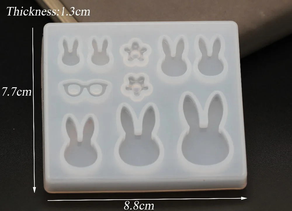 1 шт. форма из жидкого силикона и смолы кролик в очках подвески для