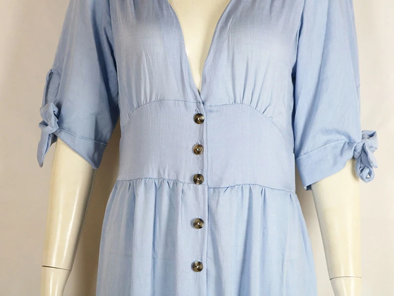 Женское однобортное платье макси на пуговицах однотонное повседневное офисное с