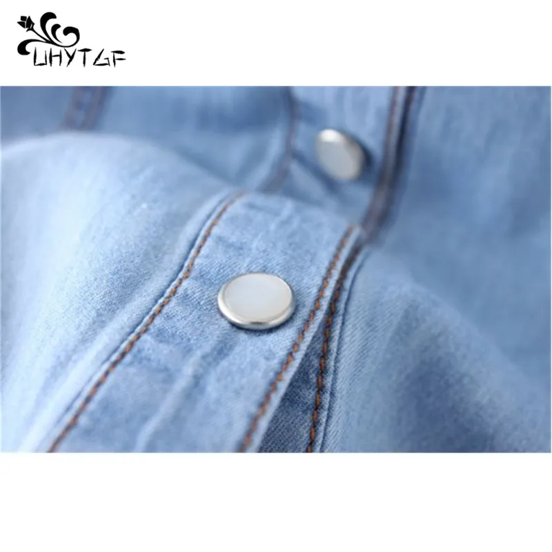 

UHYTGF Summer women's jacket Thin section Denim shawl top Short lace-up women's clothing Plus size Sun protection Small coat X41