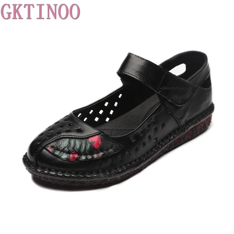 Женские туфли на плоской подошве GKTINOO мягкие лоферы из натуральной кожи лето 2019 |